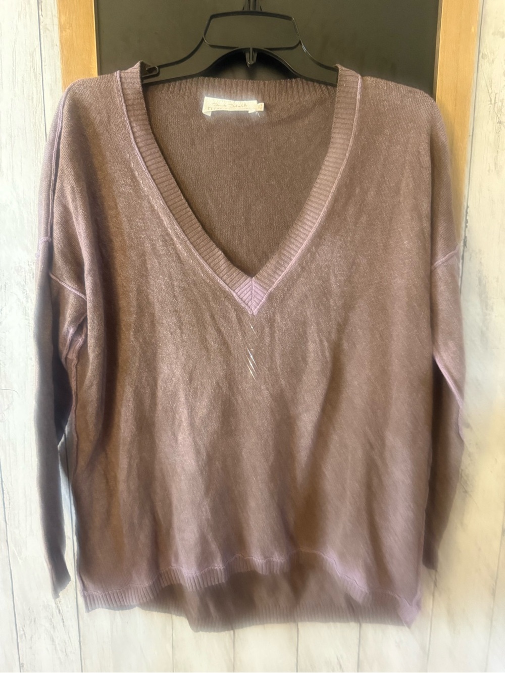 Elisa Cavaletti Purple/Brown Long Sleeve Wool Blend Sweater Open Diamond Back M